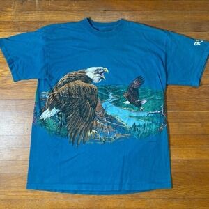 Vintage 90s Rainforest Cafe Habitat Eagle‎ Wrap Around Graphic Mens Large